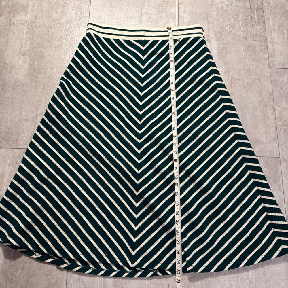 Anthropologie Harlyn chevron Striped green and White A-Line Skirt size medium - Picture 9 of 9